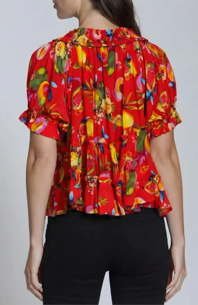 Apny Tiered Pull-on Midi Skirt In Multi