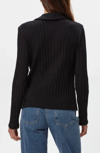 Michael Stars Liyah Long Sleeve Collared Top In Black