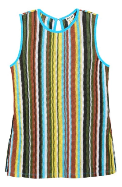 Staud Valley Stripe Open Stitch Knit Top In Multi