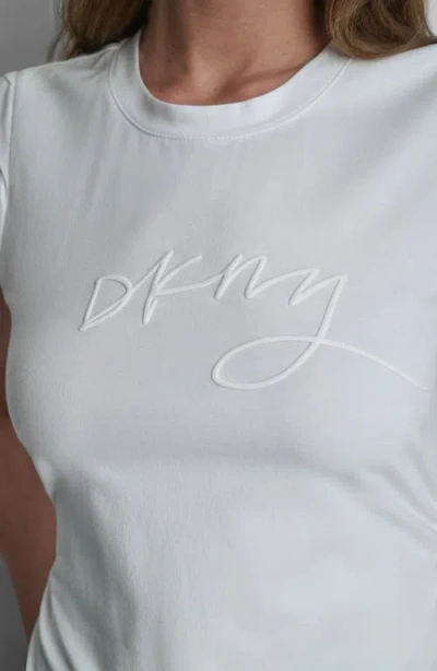 Dkny Script Ruched Cotton Blend Tank In White