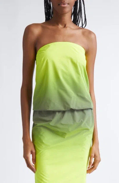 Alexander Wang Gradient Reflective Strapless Bubble Top In Green