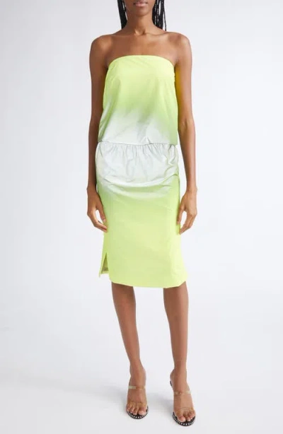 Alexander Wang Gradient Reflective Strapless Bubble Top In Green