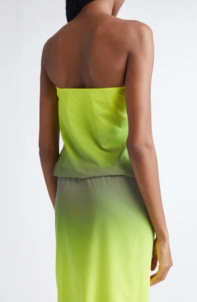 Alexander Wang Gradient Reflective Strapless Bubble Top In Green
