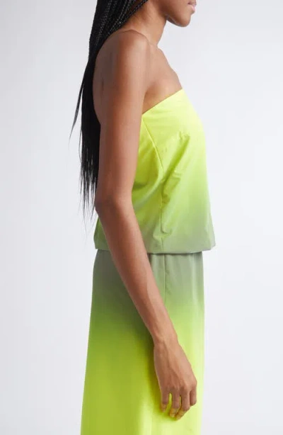 Alexander Wang Gradient Reflective Strapless Bubble Top In Green