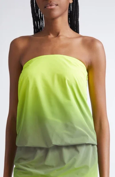 Alexander Wang Gradient Reflective Strapless Bubble Top In Green