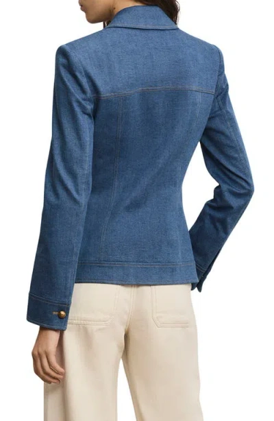 Veronica Beard Randy Single-breasted Stretch Cotton Jacket In Purple
