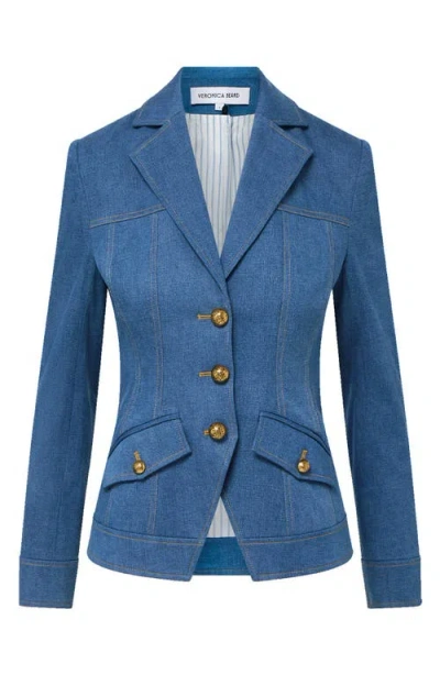 Veronica Beard Randy Single-breasted Stretch Cotton Jacket In Purple
