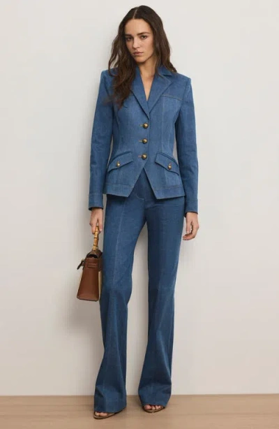 Veronica Beard Randy Single-breasted Stretch Cotton Jacket In Purple