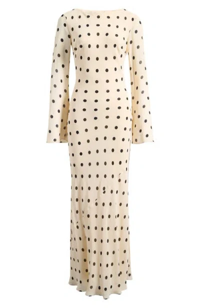 Reformation Esra Polka Dot Long Sleeve Maxi Dress In Neutral