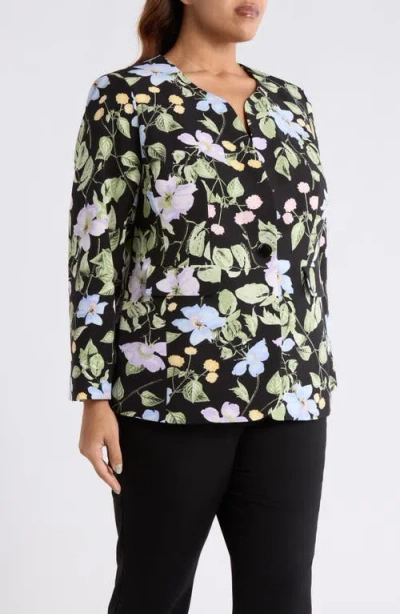 Kasper Floral Print One-button Jacket In Multi