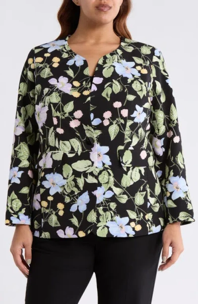 Kasper Floral Print One-button Jacket In Multi