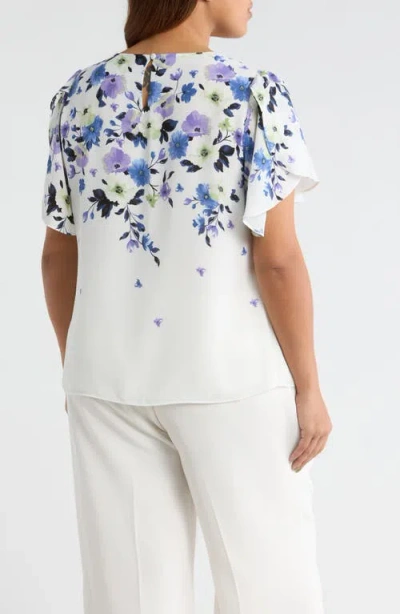 Kasper Flutter Sleeve Top In White