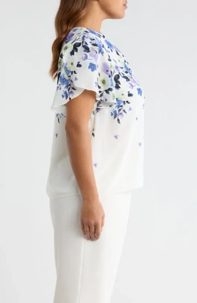 Kasper Flutter Sleeve Top In White