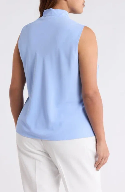 Kasper Sleeveless Tie Front Top In Blue