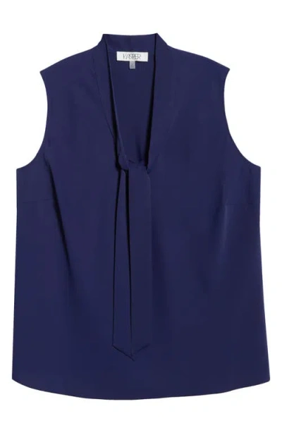Kasper Sleeveless Tie Front Top In Blue