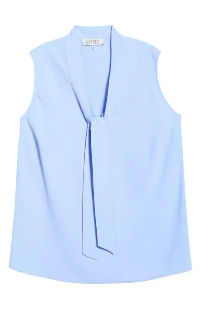 Kasper Sleeveless Tie Front Top In Blue