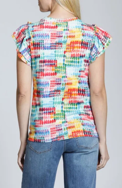 Apny Double Ruffle Cap Sleeve Top In Multi