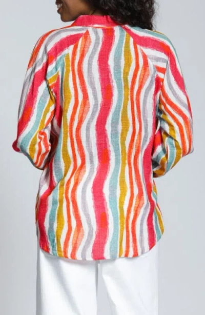 Apny Stripe Pullover Shirt In Multi