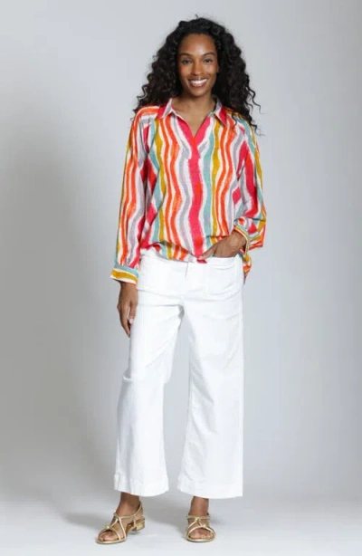 Apny Stripe Pullover Shirt In Multi