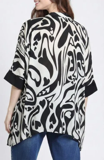 Apny Abstract Print Button-up Tunic In Multi