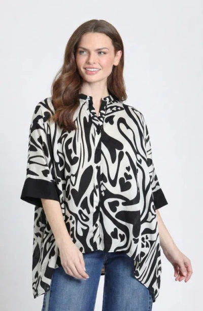Apny Abstract Print Button-up Tunic In Multi