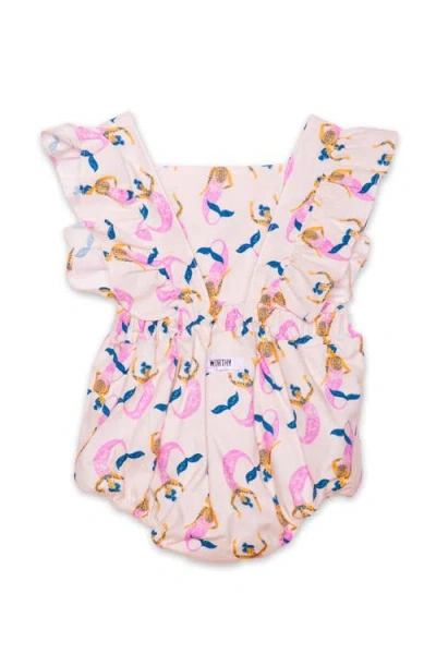 Worthy Threads Ruffle Sleeve Bubble Romper In Pink