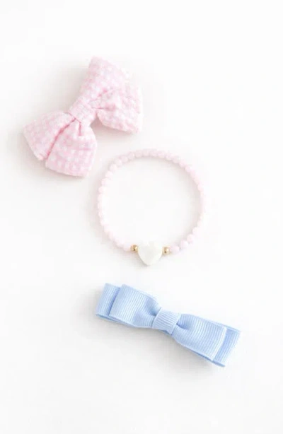 Bits & Bows Easter Egg Bows And Bracelet Set In Pink