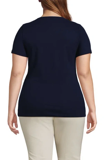 Lands' End Plus Size Micro Rib T-shirt In Blue