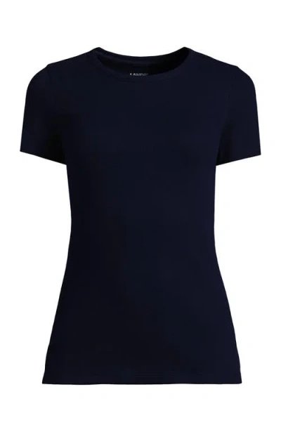 Lands' End Plus Size Micro Rib T-shirt In Blue