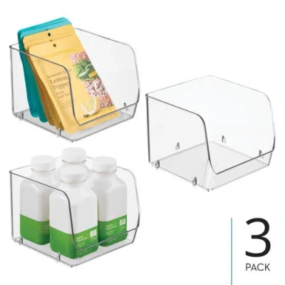 Idesign Stackable Open-front Storage Bin, Set Of 3, Clear, Made In Transparent