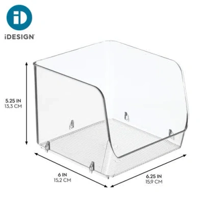 Idesign Stackable Open-front Storage Bin, Set Of 3, Clear, Made In Transparent