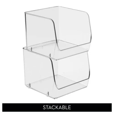 Idesign Stackable Open-front Storage Bin, Set Of 3, Clear, Made In Transparent