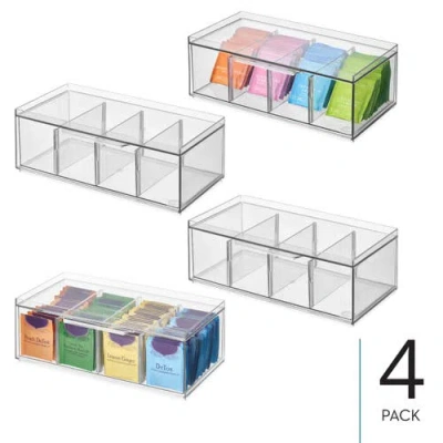 Idesign Set Of 4 Stackable 4-section Tea Storage Drawers In Transparent