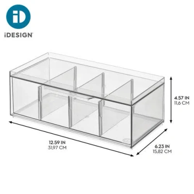 Idesign Set Of 4 Stackable 4-section Tea Storage Drawers In Transparent