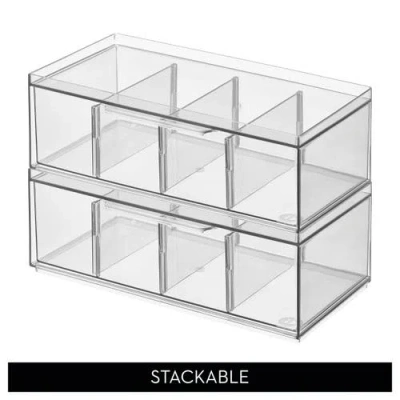Idesign Set Of 4 Stackable 4-section Tea Storage Drawers In Transparent