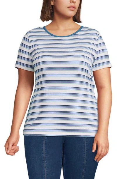 Lands' End Plus Size Micro Rib T-shirt In Blue