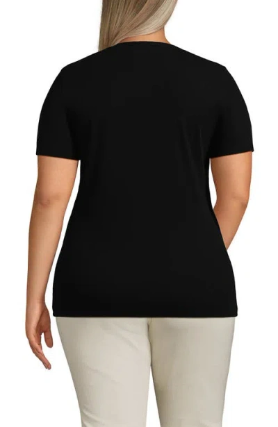 Lands' End Plus Size Micro Rib T-shirt In Black