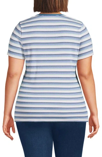 Lands' End Plus Size Micro Rib T-shirt In Blue