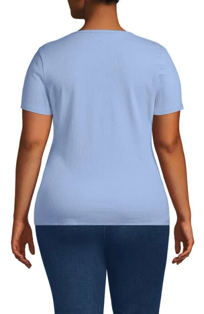 Lands' End Plus Size Micro Rib T-shirt In Blue