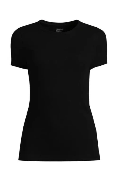 Lands' End Plus Size Micro Rib T-shirt In Black