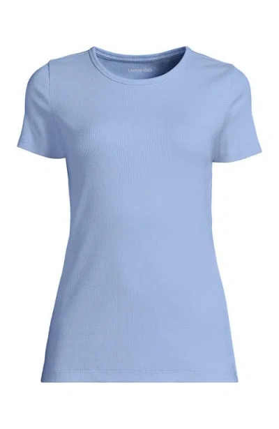 Lands' End Plus Size Micro Rib T-shirt In Blue