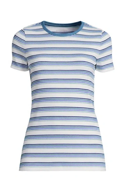 Lands' End Plus Size Micro Rib T-shirt In Blue