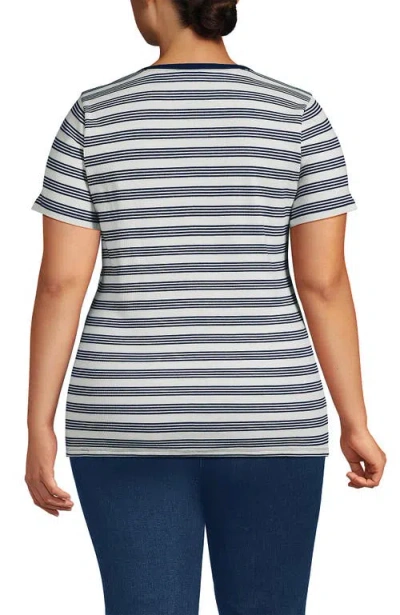 Lands' End Plus Size Micro Rib T-shirt In Black