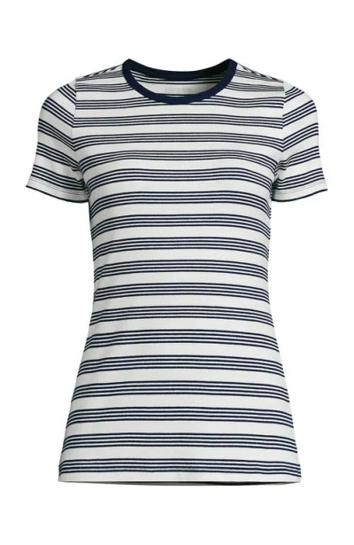 Lands' End Plus Size Micro Rib T-shirt In Black