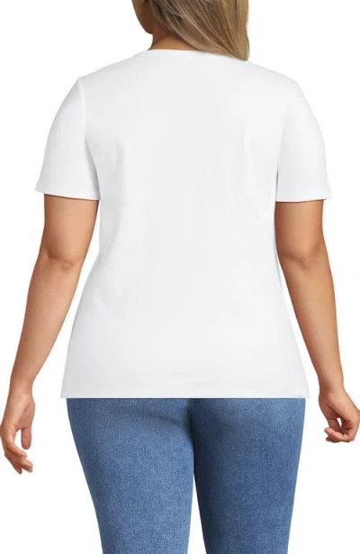 Lands' End Plus Size Micro Rib T-shirt In White