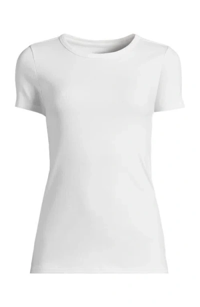 Lands' End Plus Size Micro Rib T-shirt In White