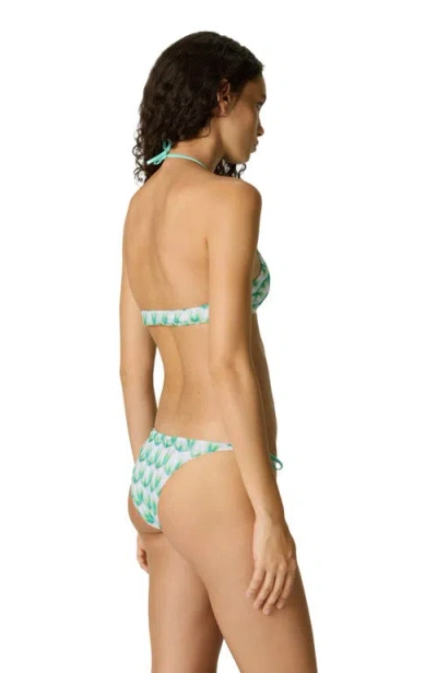 Missoni Triangle Bikini In Viscose With Floral Motif In Green