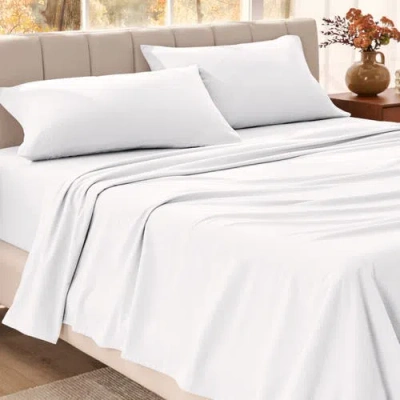 Bare Home 100% Organic Cotton Flannel Sheet Set In White