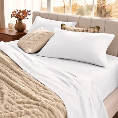 Bare Home 100% Organic Cotton Flannel Sheet Set In White