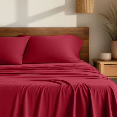 Bare Home Cooling Rayon Sheet Set In Red